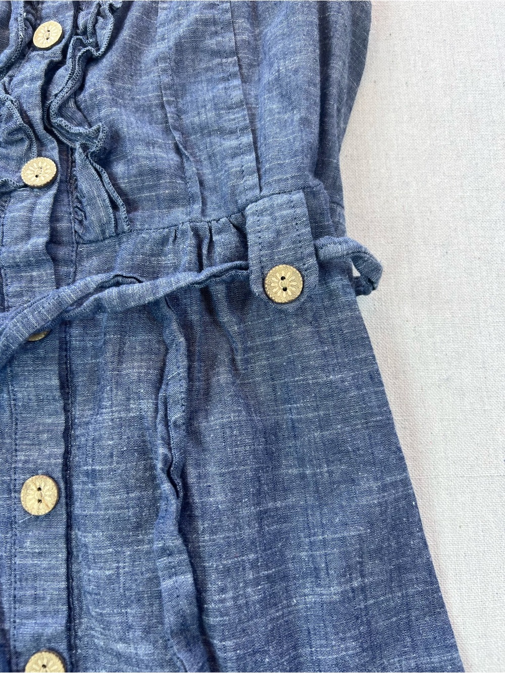 Women’s Classic Breezy Timeless Sleeveless Button-Up Denim Chambray Dress - M - Picture 6 of 8